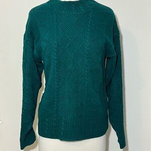 Vintage Persuasion Chic Teal Knit Mock Neck Sweater